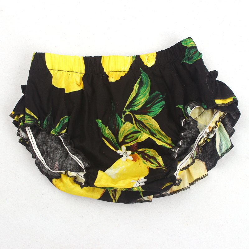 Baby Bloomers Baby Girl Ruffle Diaper Cover And Headband Set Toddler Cotton Fruit Pattern Bowknot Tutu Shorts 2 Colors YC029