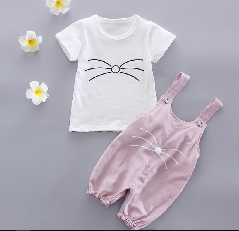 baby girls Summer tank outfits 6m 12m 2T 3T Toddler kids baby girls outfits cotton Tee+Shorts Pants clothes Set polka dot
