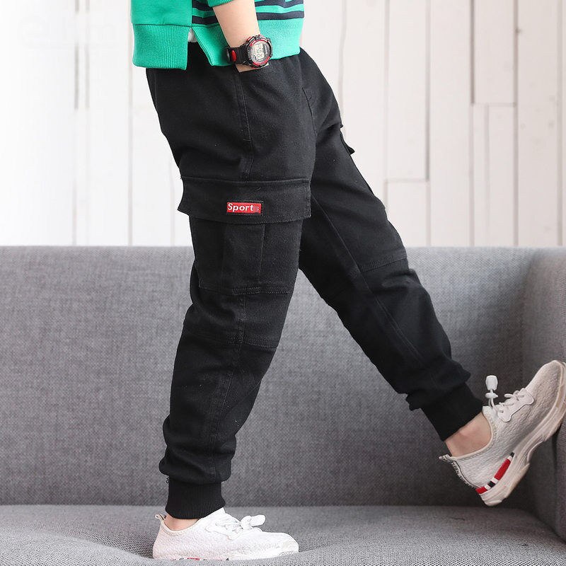 VFOCHI 2022 Brand New 4-16T Boys Pants Spring Summer Solid Color Kids Trousers Teenage Clothing Elastic Waist Boy Cargo Pants