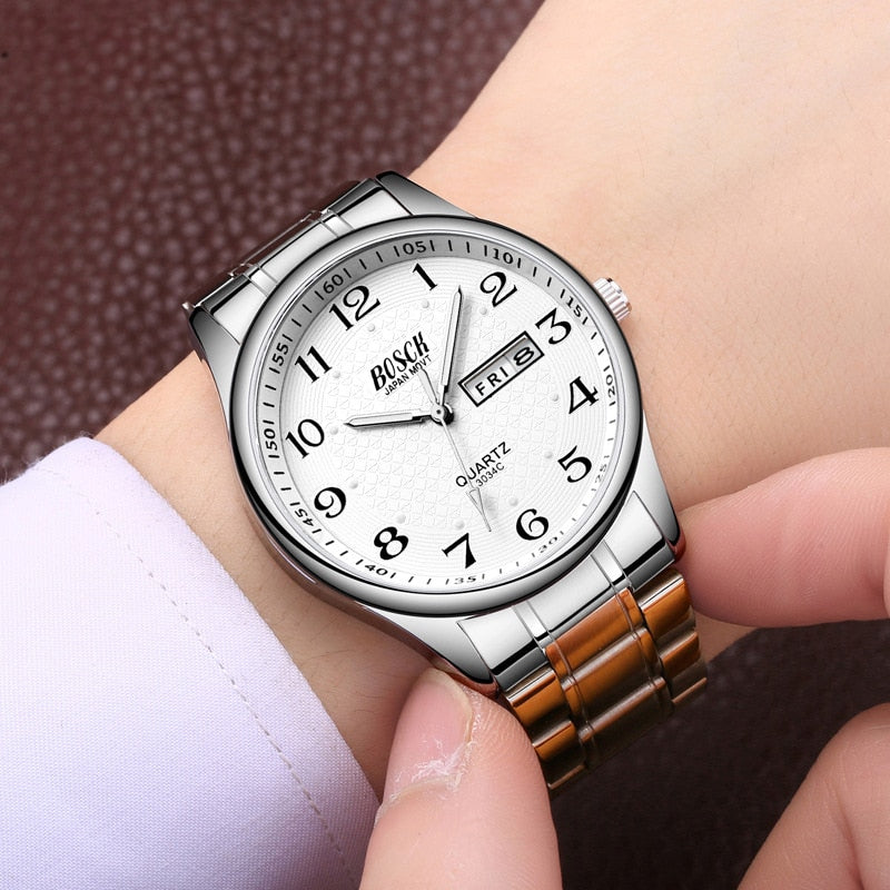 2022 Watches Men Business Waterproof Date Week Quartz Men's Watches Fashion Stainless Steel Watches For Men Relogio Masculino
