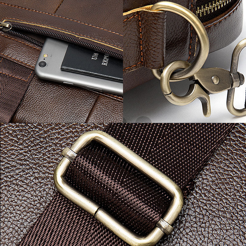 Vintage Leather Men's Bag Genuine Leather Messenger Bag Men Shoulder Bags Male Laptop Briefcase Bag Casual Men Handbag