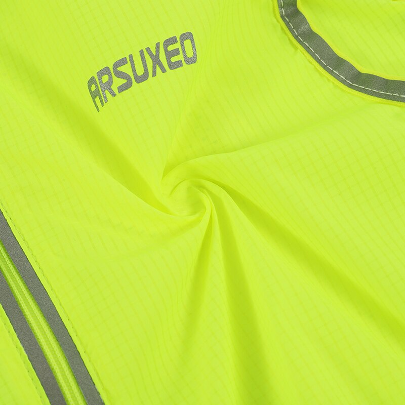 ARSUXEO Reflective Men Cycling Vest Windbreaker Windproof Bike Bicycle Running Vest with Back Zipper Pocket Reflective Clothing