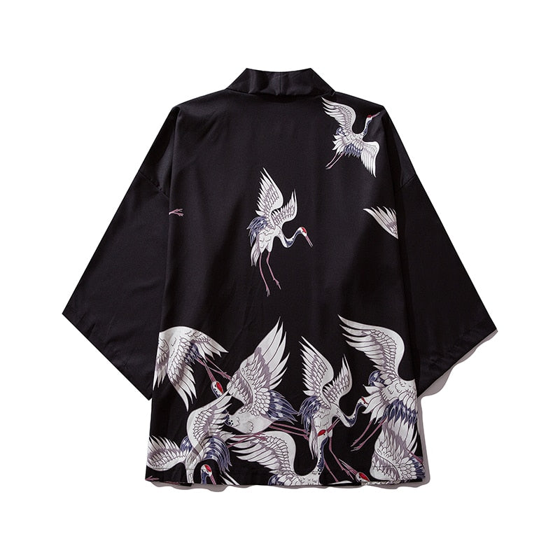 Bebovizi Japan Style Cat Printed Thin Kimono Men Japanese Streetwear Blue Jackets Casual Outerwear 2021