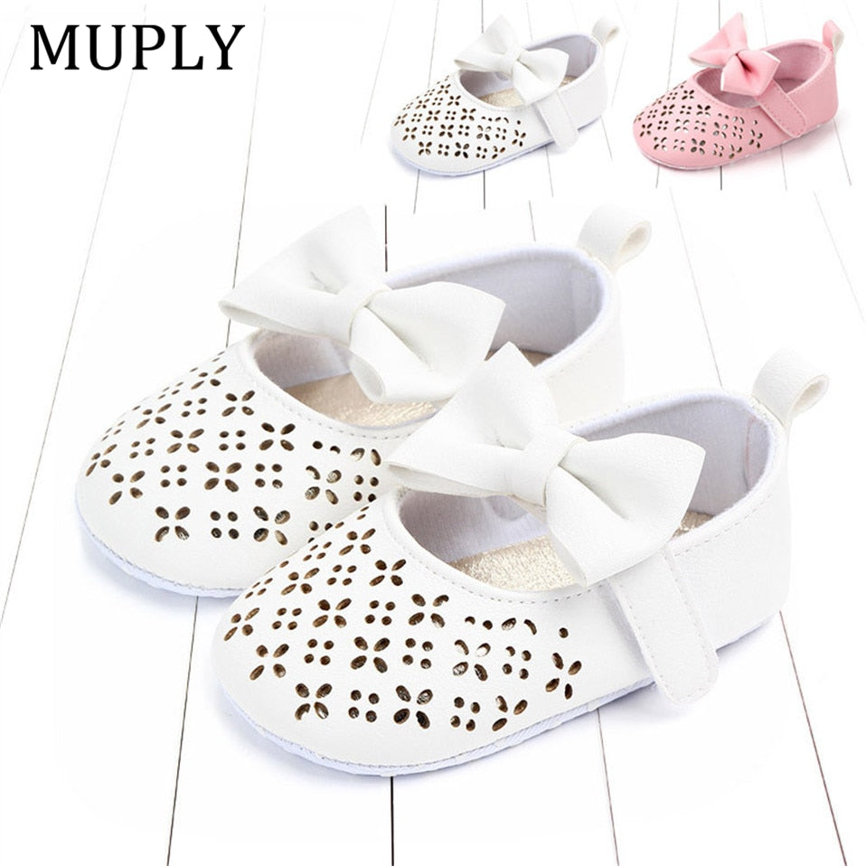 Baby Girls First Walker Summer Anti-slip Soft Bottom Girl Princess Shoes Big Bow Hollow Out Baby Shoes Wedding Party Shoes