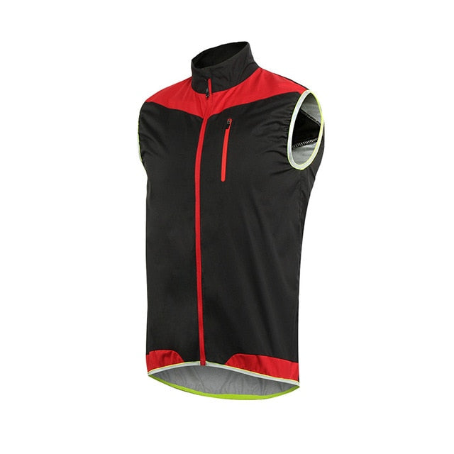 ARSUXEO Men Women Cycling Vest Windproof Waterproof Running Vest MTB Bike Bicycle Reflective Clothing Sleeveless Cycling Jacket