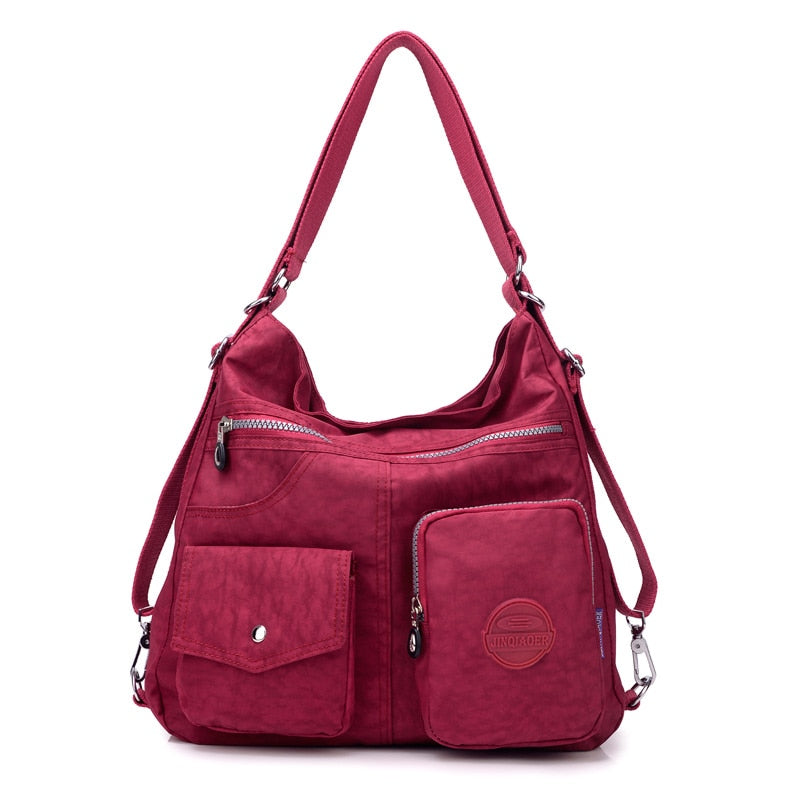 3 in 1 Women Bags Multifunction Backpack Shoulder Bag Nylon Cloth Tote Reusable Shopping Bag Ladys Travel Bag Crossbody Bag