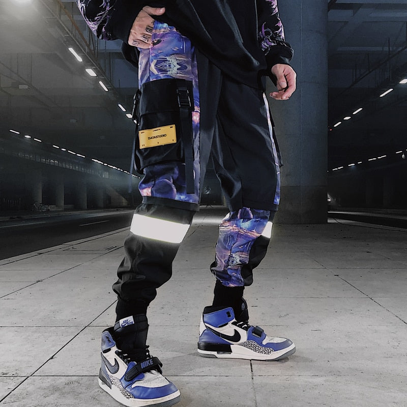 Block Pocket Patchwork Cargo Joggers Men 2022 New Streetwear Hip Hop Letter Print Harem Pants Mens Casual Trousers Sweatpants