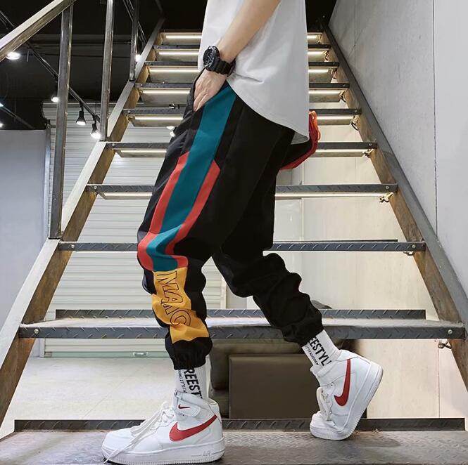 Block Pocket Patchwork Cargo Joggers Men 2022 New Streetwear Hip Hop Letter Print Harem Pants Mens Casual Trousers Sweatpants