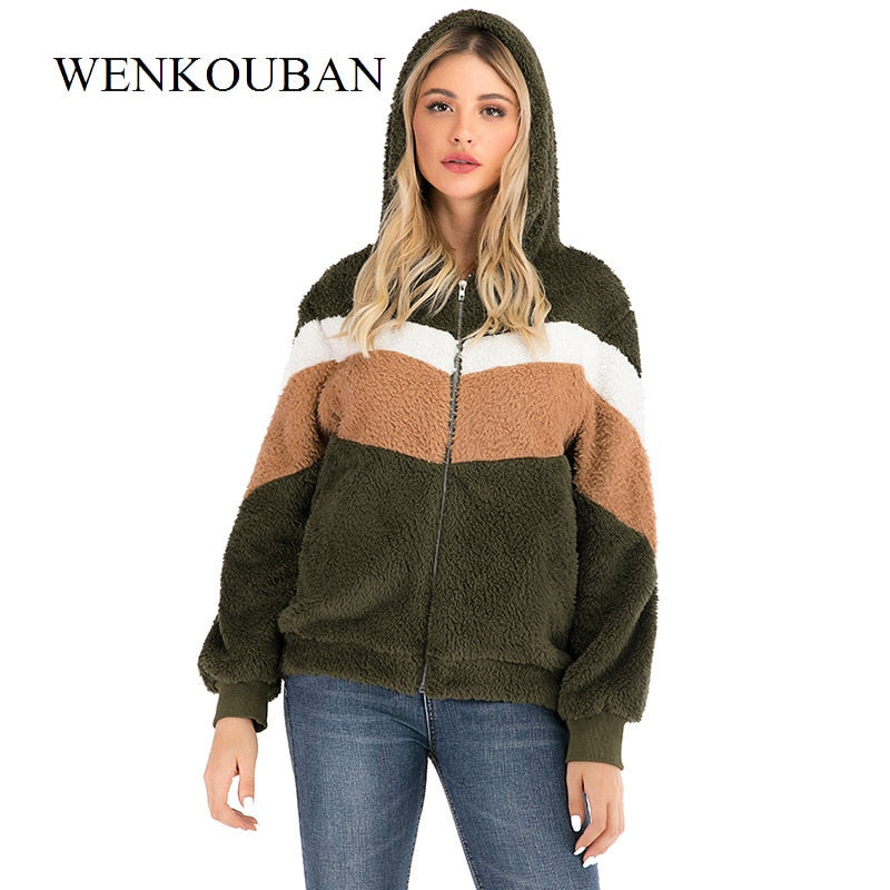 2021 Women Hoodies Sweatshirt Winter Plush Hooded Oversized Hoodie Ladies Zip Up Fur Jacket Coat Women Winter Warm Poleron Mujer