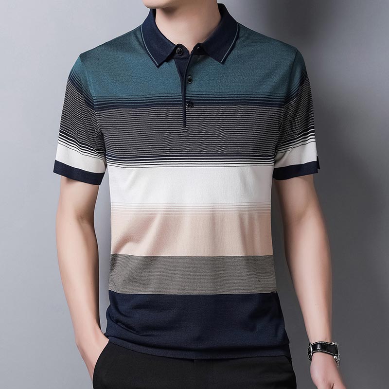 2022 Brand Short Sleeve Polo Tee Shirt Men Casual Summer Striped Men's Clothing Polos Shirts Mens Fashion Slim Fit Poloshirt 721