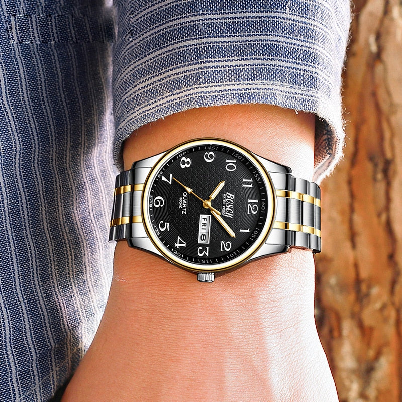 2022 Watches Men Business Waterproof Date Week Quartz Men's Watches Fashion Stainless Steel Watches For Men Relogio Masculino