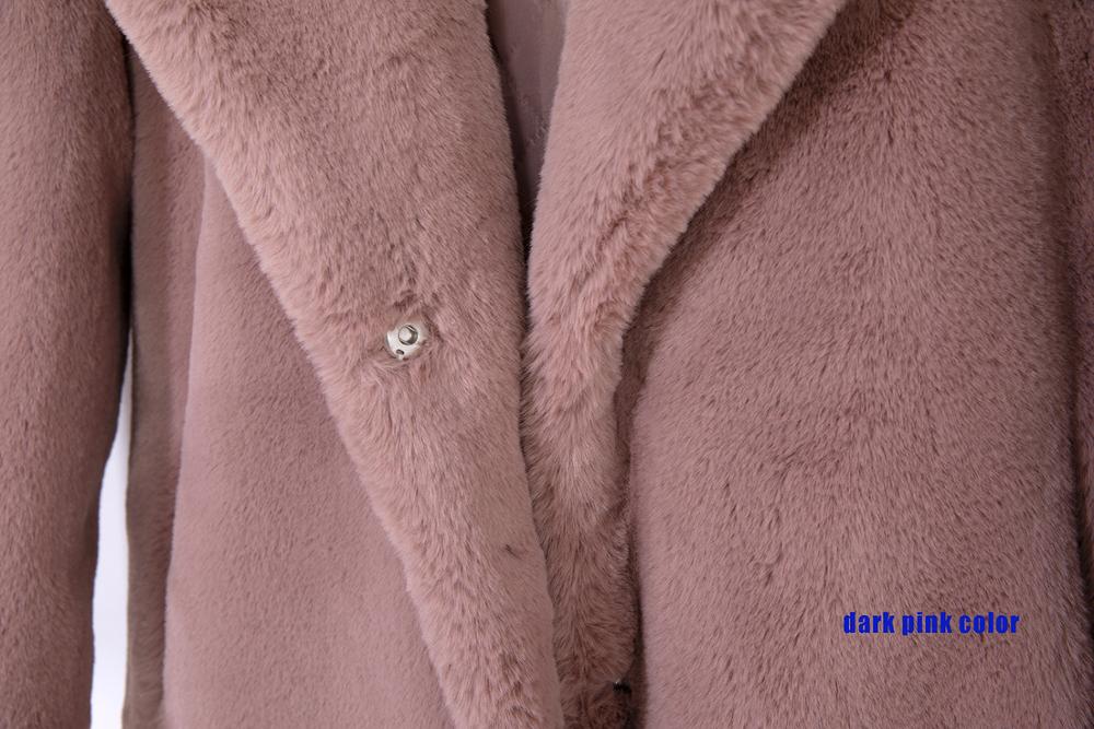 2021 New Women Winter Warm Faux Fur Coat Thick Women Long Coat Turn Down Collar Women Warm Coat With Belt Casaco Feminino