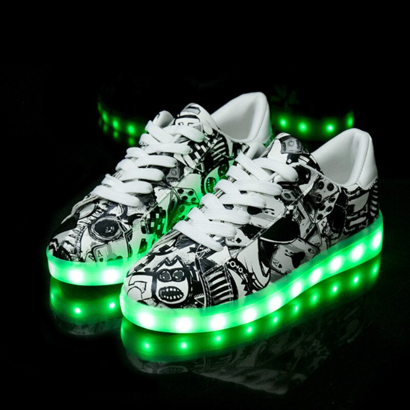 Size 27-42 USB Charger Glowing Sneakers Children Led Casual Shoes Boys Led Slippers Luminous Sneakers For Girls Wedding Shoes