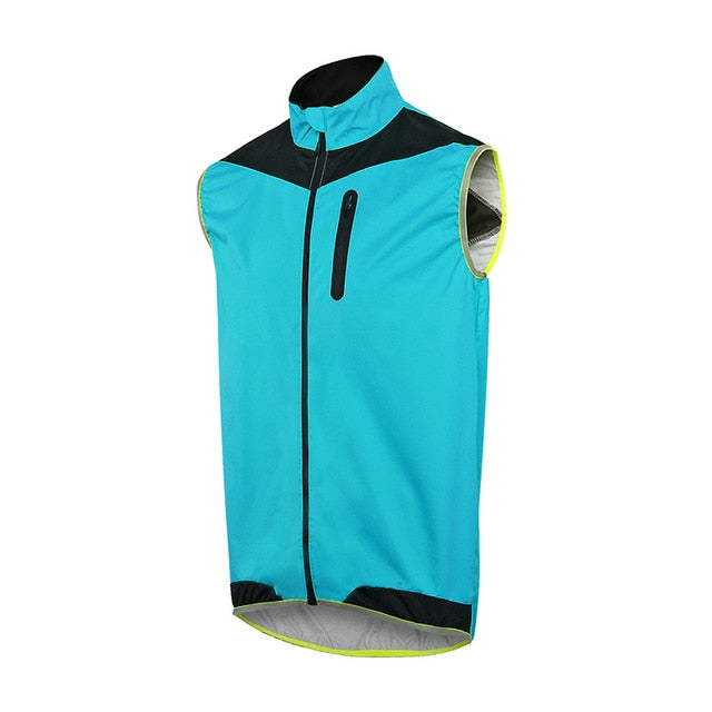 ARSUXEO Men Women Cycling Vest Windproof Waterproof Running Vest MTB Bike Bicycle Reflective Clothing Sleeveless Cycling Jacket