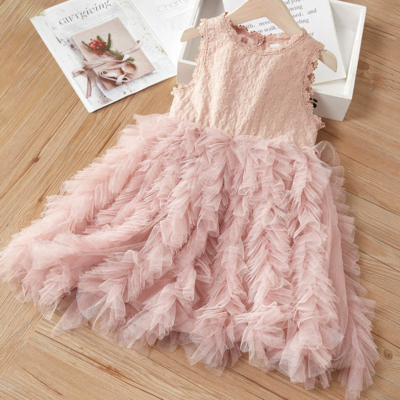 Bear Leader Girls Dress 2022 New Summer Brand Girls Clothes Lace And Ball Design Kids Princess Dress Party Dress For 3-7 Years