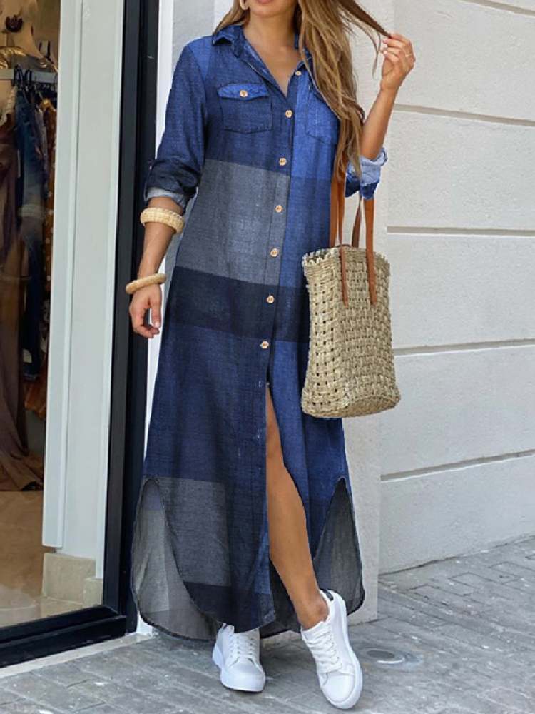 Autumn Elegant Women Maxi Shirt Dresses 2022 ZANZEA Vintage Ladies Long Sleeve Vestidos Casual Plaid Robe Longue