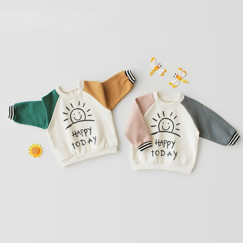 HoneyCherry Toddler Girl Tops Boys And Girls Autumn Long Sleeve T-shirt Baby Clothes Pure Cotton Cute Bottom Shirt Jacket