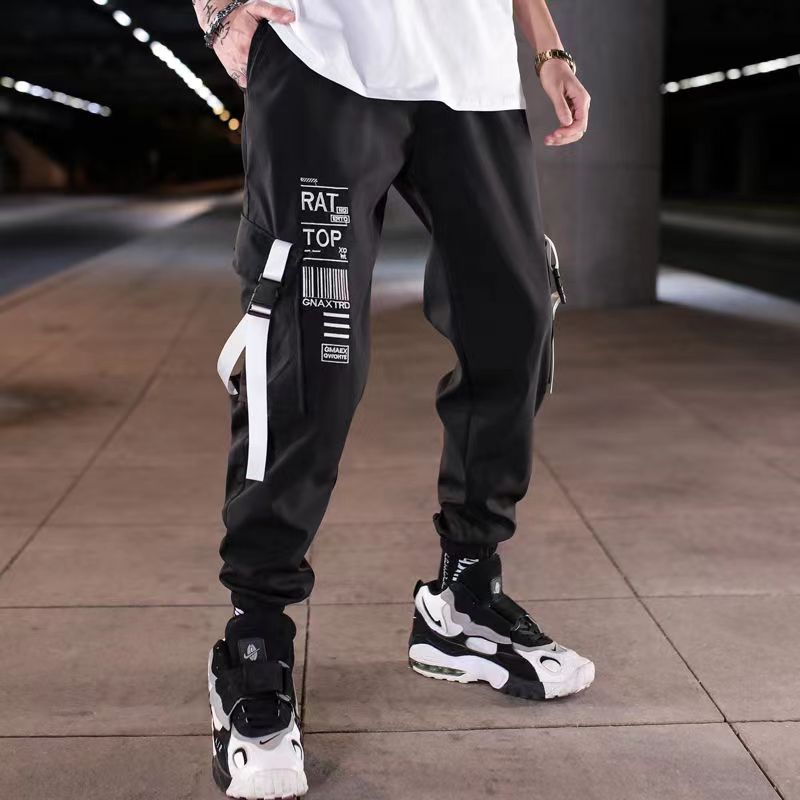 Block Pocket Patchwork Cargo Joggers Men 2022 New Streetwear Hip Hop Letter Print Harem Pants Mens Casual Trousers Sweatpants