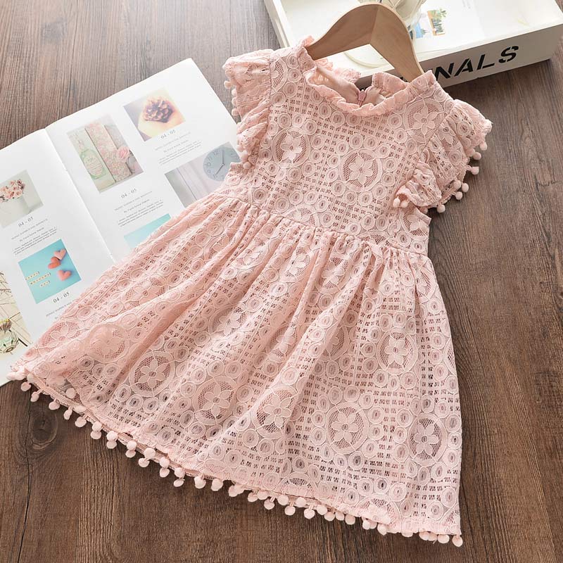 Bear Leader Girls Dress 2022 New Summer Brand Girls Clothes Lace And Ball Design Kids Princess Dress Party Dress For 3-7 Years