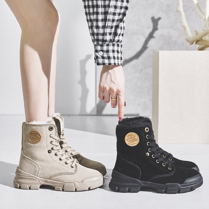 30 Degrees Below Zero Snow Boots Women Winter Shoes 2022 Winter Suede Boots Plush Warm Shoes Leather Ladies Ankle Boots A1797