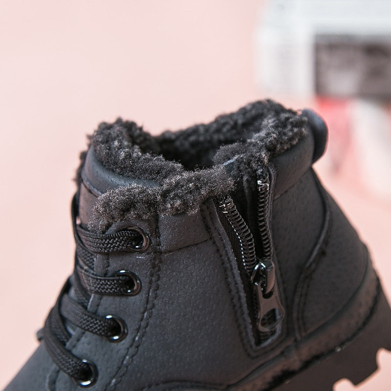 Babaya Boys Cotton-Padded Shoes Winter Plus Velvet Thickening Children Boots Warm 2022 Martens Boots for Girls Winter Shoes Kids