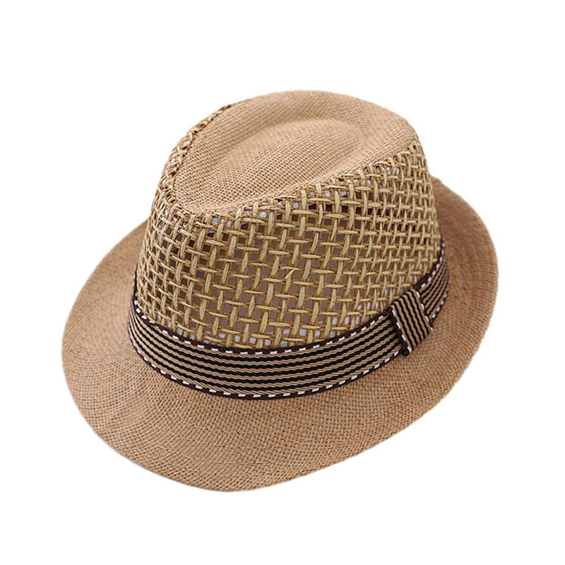 Baby Straw Hat Spring Summer Elegant Jazz Cap Sunvisor Beach Hats Kids Outdoor Caps for Boys Girls 1-3 Years Old