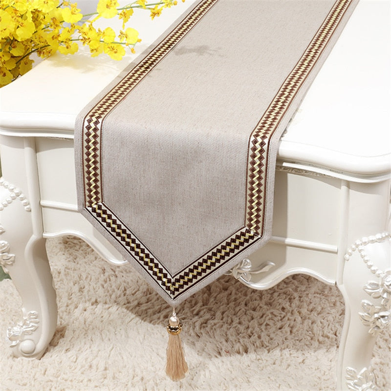 Proud Rose Simple Linen Table Flag Bed Runner Tassel Tablecloth Tea Table TV Cabinet Cover Cloth Custom Chinese Wedding Decor