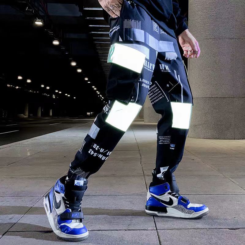 Block Pocket Patchwork Cargo Joggers Men 2022 New Streetwear Hip Hop Letter Print Harem Pants Mens Casual Trousers Sweatpants