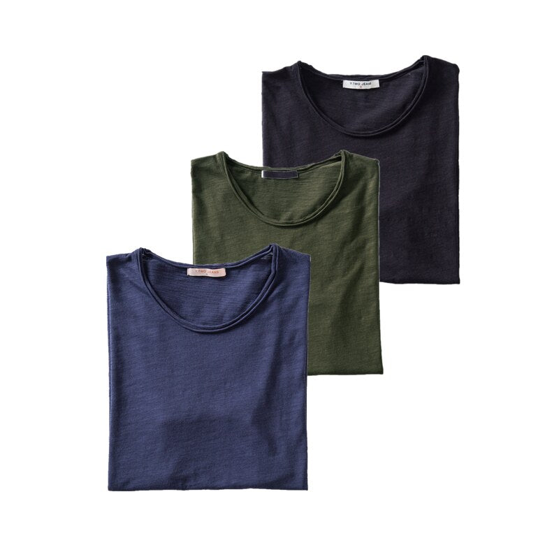 3PCS/SET 2021 New Summer 100% Cotton O-neck T-shirt Men Soild 10 Colors Mens Tshirts Casual Short Sleeve Male Tops Tees