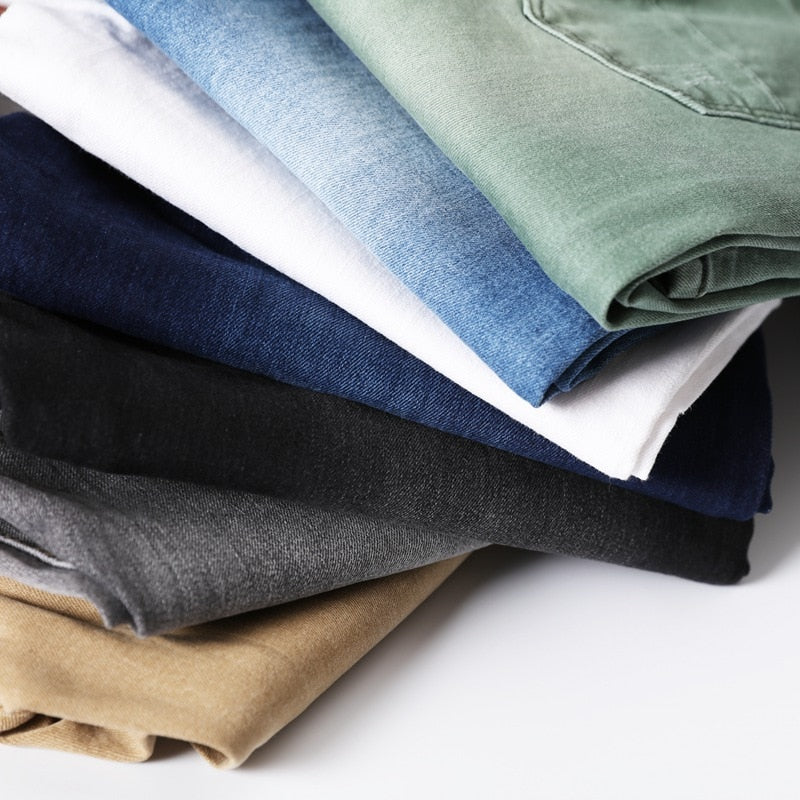 7 Color Men Stretch Skinny Jeans Fashion Casual Slim Fit Denim Trousers Male Gray Black Khaki White Pants Brand