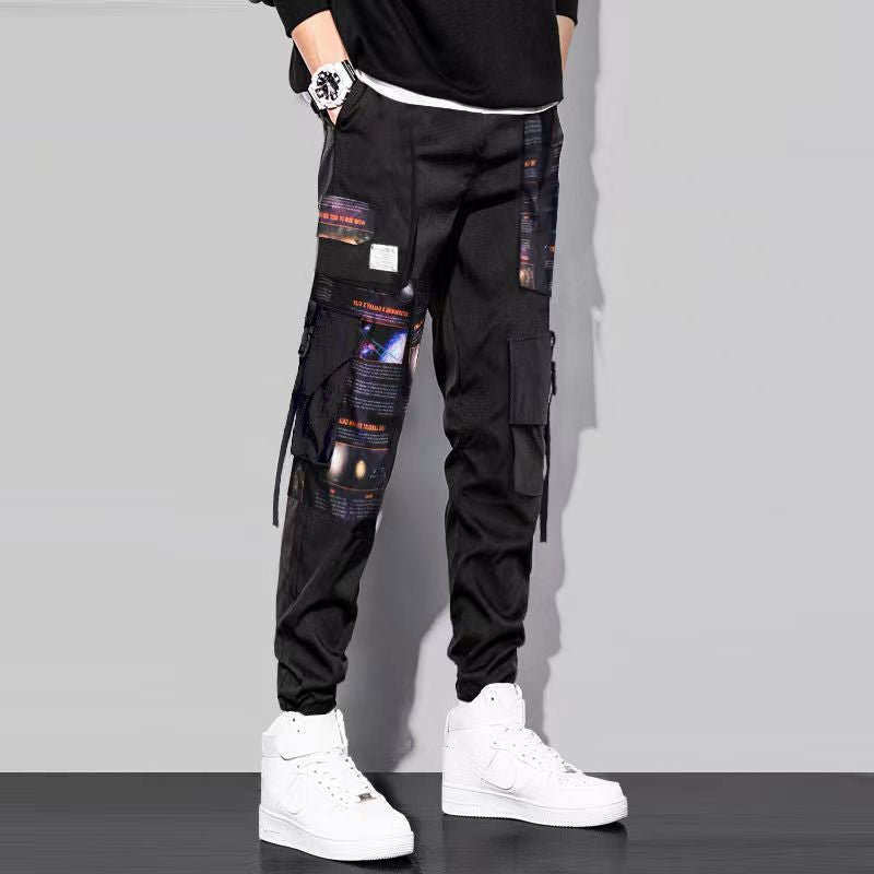Block Pocket Patchwork Cargo Joggers Men 2022 New Streetwear Hip Hop Letter Print Harem Pants Mens Casual Trousers Sweatpants