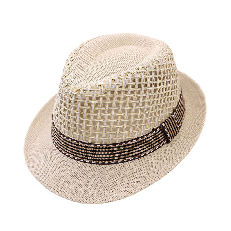 Baby Straw Hat Spring Summer Elegant Jazz Cap Sunvisor Beach Hats Kids Outdoor Caps for Boys Girls 1-3 Years Old