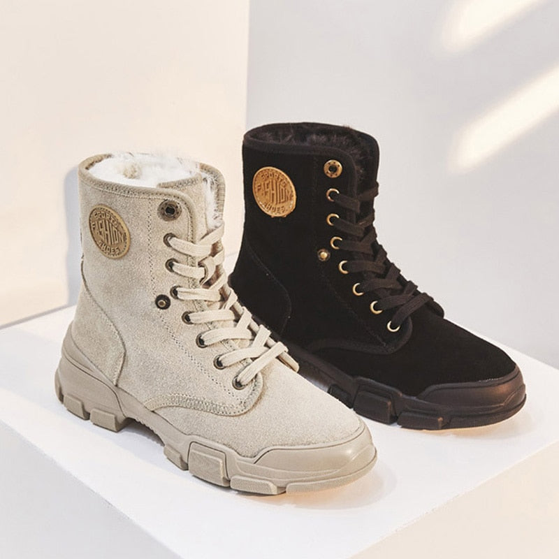 30 Degrees Below Zero Snow Boots Women Winter Shoes 2022 Winter Suede Boots Plush Warm Shoes Leather Ladies Ankle Boots A1797