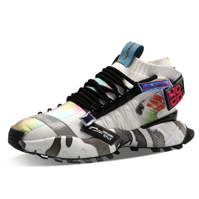 ADBOOV High Fashion Sneakers Men Knit Upper Breathable Men Casual Shoes Chunky Sneakers Trainers