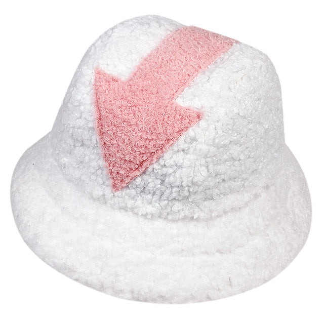 appa bucket hat Lamb wool hat winter warm Fishing Caps Faux Fur Arrow Symbol Printed Bucket Hat Men Women tide Flat Top Hats