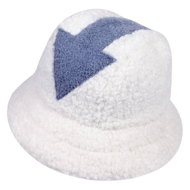 appa bucket hat Lamb wool hat winter warm Fishing Caps Faux Fur Arrow Symbol Printed Bucket Hat Men Women tide Flat Top Hats
