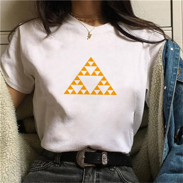 Beautiful Geometry Printed T Shirt Women 90s Graphic T-shirt Harajuku Tops Tee Cute Short Sleeve Oversized Tshirt Female Tshirts