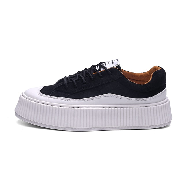 2021 Summer Casual Shoes for Men Suede Running Thick Bottom sneakers Student Fashion Comfortable Black Platform Shoes Men