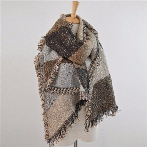 Women Scarf Oversized Tartan Long Cashmere Blanket Comfortable Breathable Plaid Shawl Wraps Casual Daily Wear Autumn And Winter