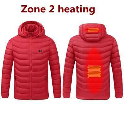 2021 NWE Men Winter Warm USB Heating Jackets Smart Thermostat Pure Color Hooded Heated Clothing Waterproof Warm Jackets