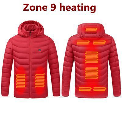 2021 NWE Men Winter Warm USB Heating Jackets Smart Thermostat Pure Color Hooded Heated Clothing Waterproof Warm Jackets