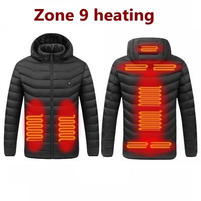 2021 NWE Men Winter Warm USB Heating Jackets Smart Thermostat Pure Color Hooded Heated Clothing Waterproof Warm Jackets