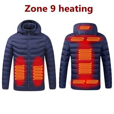 2021 NWE Men Winter Warm USB Heating Jackets Smart Thermostat Pure Color Hooded Heated Clothing Waterproof Warm Jackets