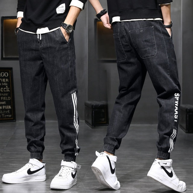 Spring Autumn Men's Jeans Cotton Denim Hip Hop Slack Bottom Joggers Streetwear Skinny Blue Pants Hombre Harem Trousers Men M-5XL