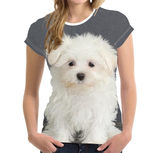 Fashion Lovely Dog 3D Print Women Ladies Girls T-Shirt Animal Harajuku Round Neck Short Sleeve Unisex Summer Tops & Tees XXS-6XL