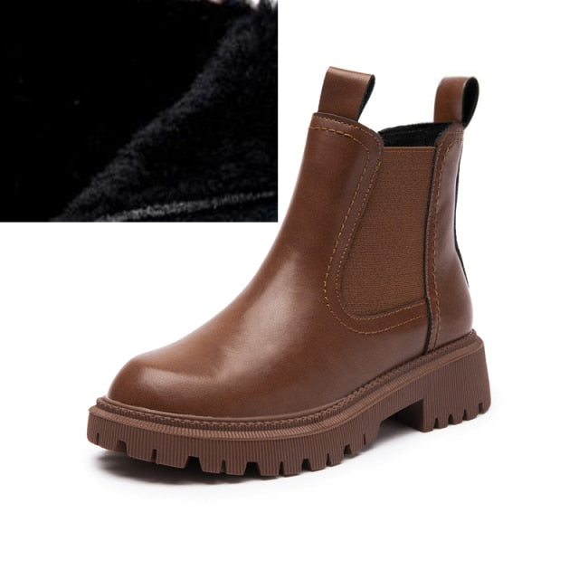 AIYUQI Women's Chelsea Boots Genuine Leather 2021 New Autumn Winter Fashion Women's Ankle Boots Retro Martin Boots Ladies