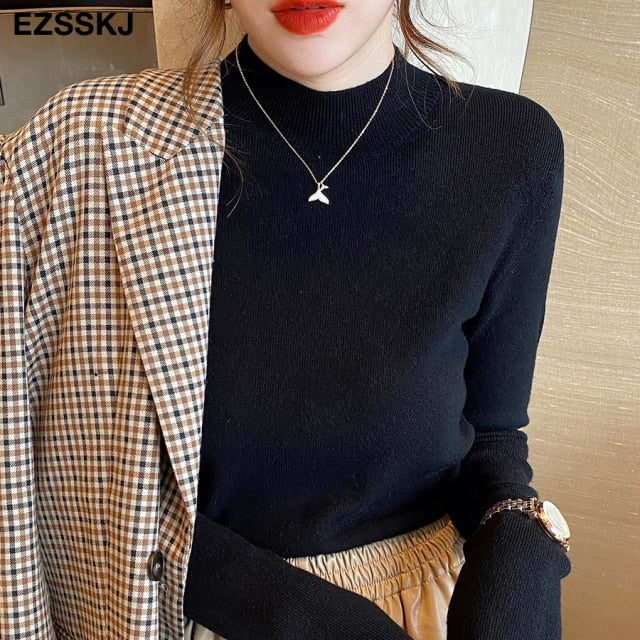Basic Turtleneck Slim Sweater Pullover Women Autumn winter Casual long Sleeve Sweater For women Female Chic Jumpers top