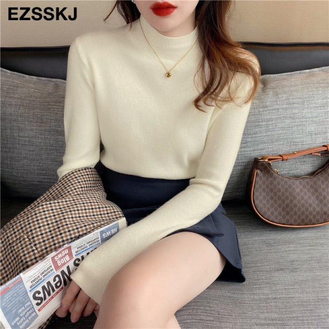Basic Turtleneck Slim Sweater Pullover Women Autumn winter Casual long Sleeve Sweater For women Female Chic Jumpers top