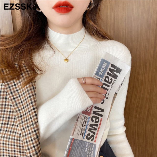 Basic Turtleneck Slim Sweater Pullover Women Autumn winter Casual long Sleeve Sweater For women Female Chic Jumpers top