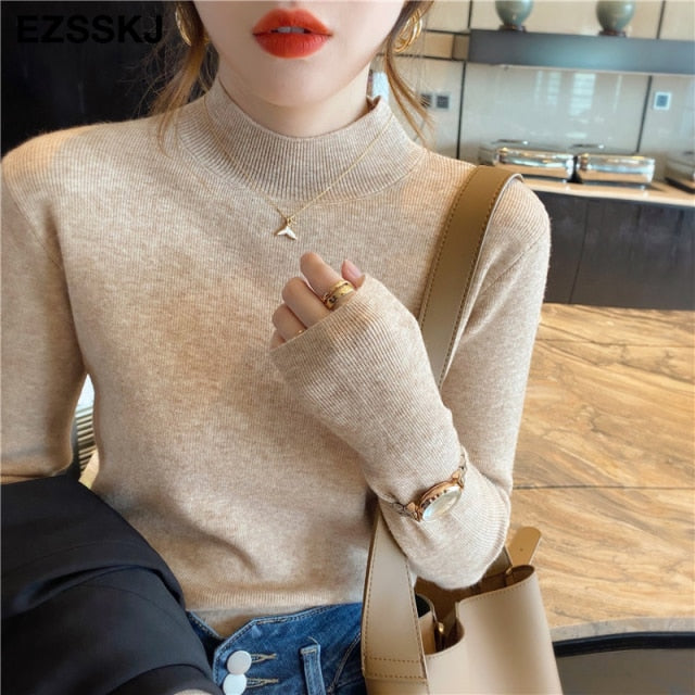 Basic Turtleneck Slim Sweater Pullover Women Autumn winter Casual long Sleeve Sweater For women Female Chic Jumpers top